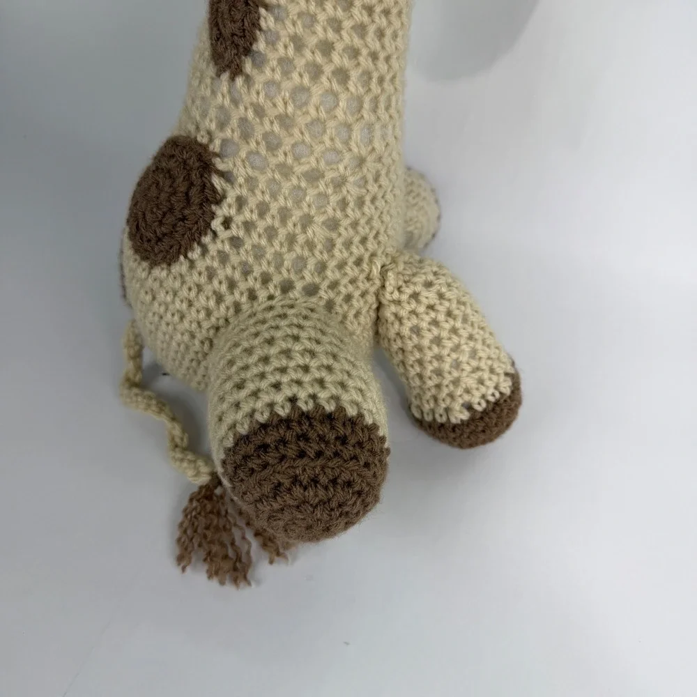 Handmade Crochet Giraffe Plush Amigurumi Stuffed Animal Tan Brown Safari Toy‎